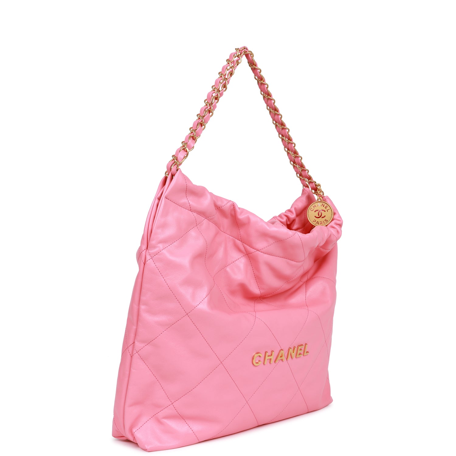 Chanel Small 22 Bag Pink Calfskin Gold Hardware