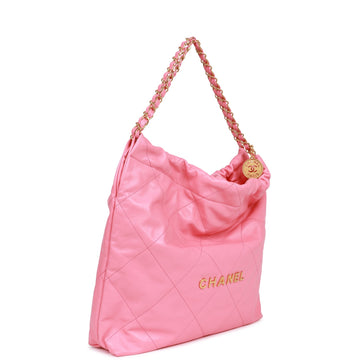 Chanel Small 22 Bag Pink Calfskin Gold Hardware
