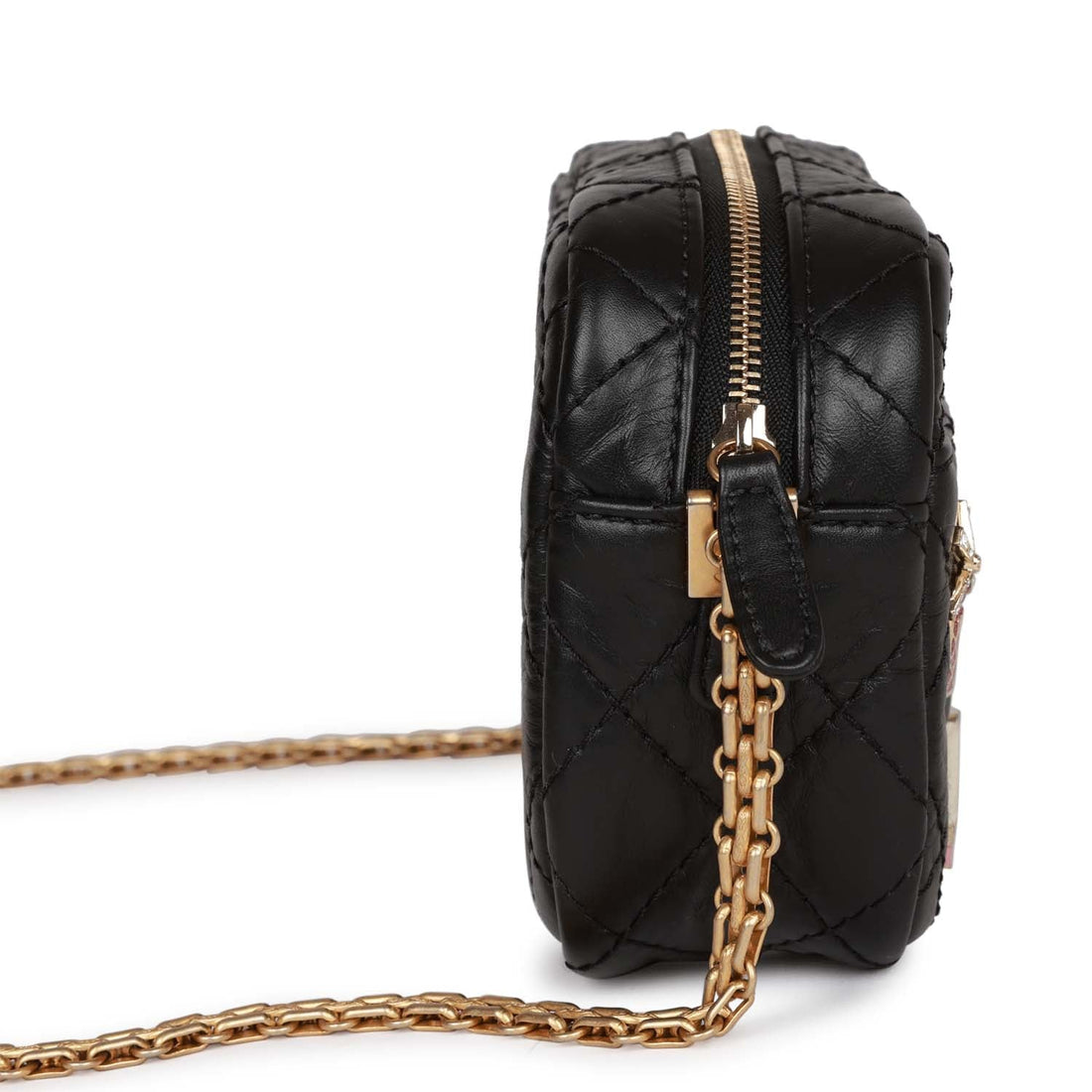 Chanel Lucky Charms Mini Camera Bag Black Aged Calfskin Aged Gold Hardware