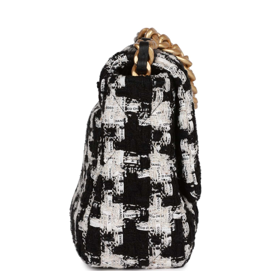 Chanel Medium 19 Flap Bag Black and White Tweed Mixed Hardware