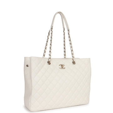 Chanel Large Classic Timeless Tote White Caviar Light Gold Hardware