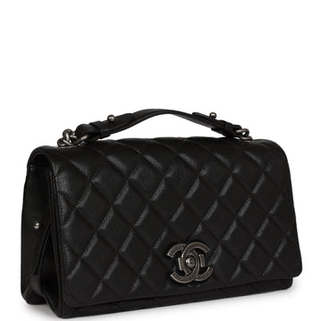 Chanel City Rock Medium Flap Black Goatskin Ruthenium Hardware