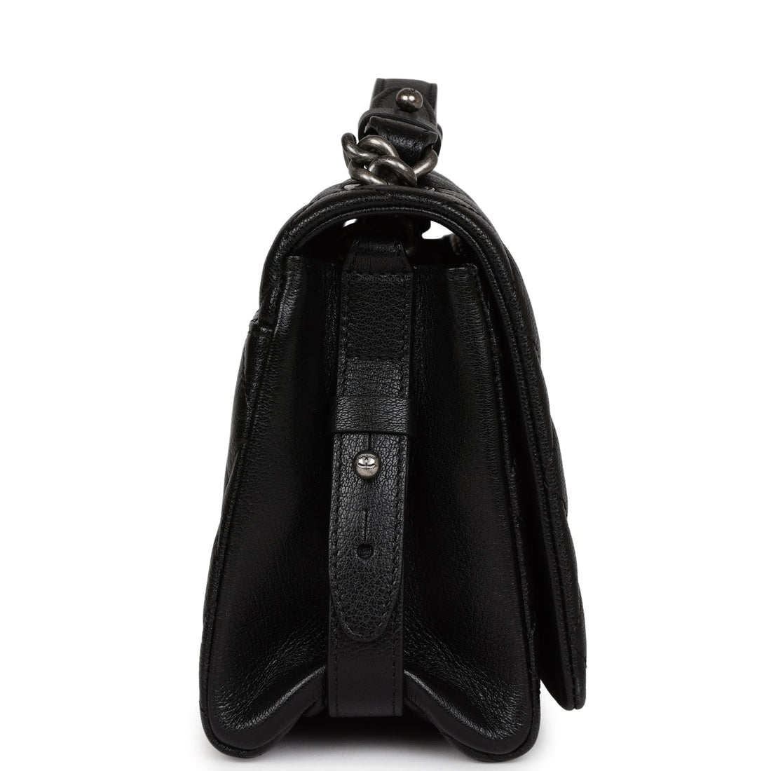 Chanel City Rock Medium Flap Black Goatskin Ruthenium Hardware