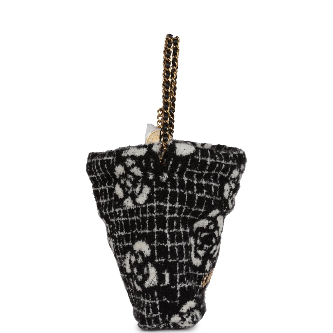 Chanel Mini 22 Bag Black and White Floral Tweed Gold Hardware
