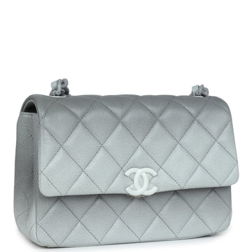 Chanel Small Flap Bag Grey Ombre Caviar Lacquered Metal Hardware
