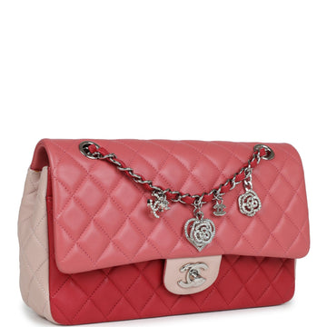 Chanel Medium Valentine Single Flap Bag Tricolored Lambskin Silver Hardware