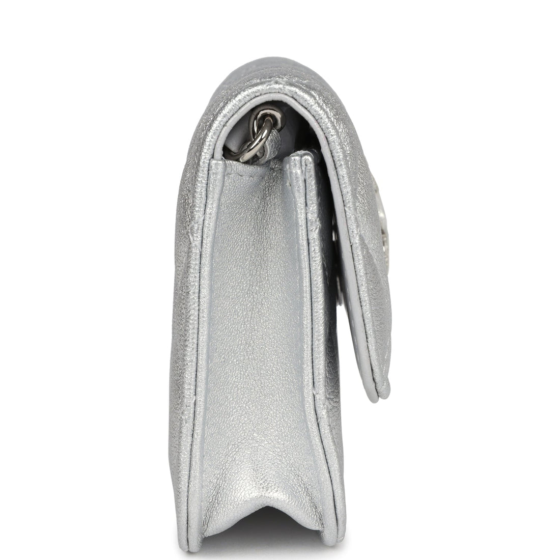 Chanel Crystal CC Walk Of Fame Clutch Silver Metallic Goatskin Silver Hardware