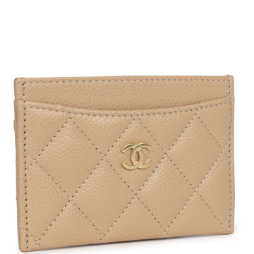 Chanel Classic Card Holder Beige Caviar Gold Hardware