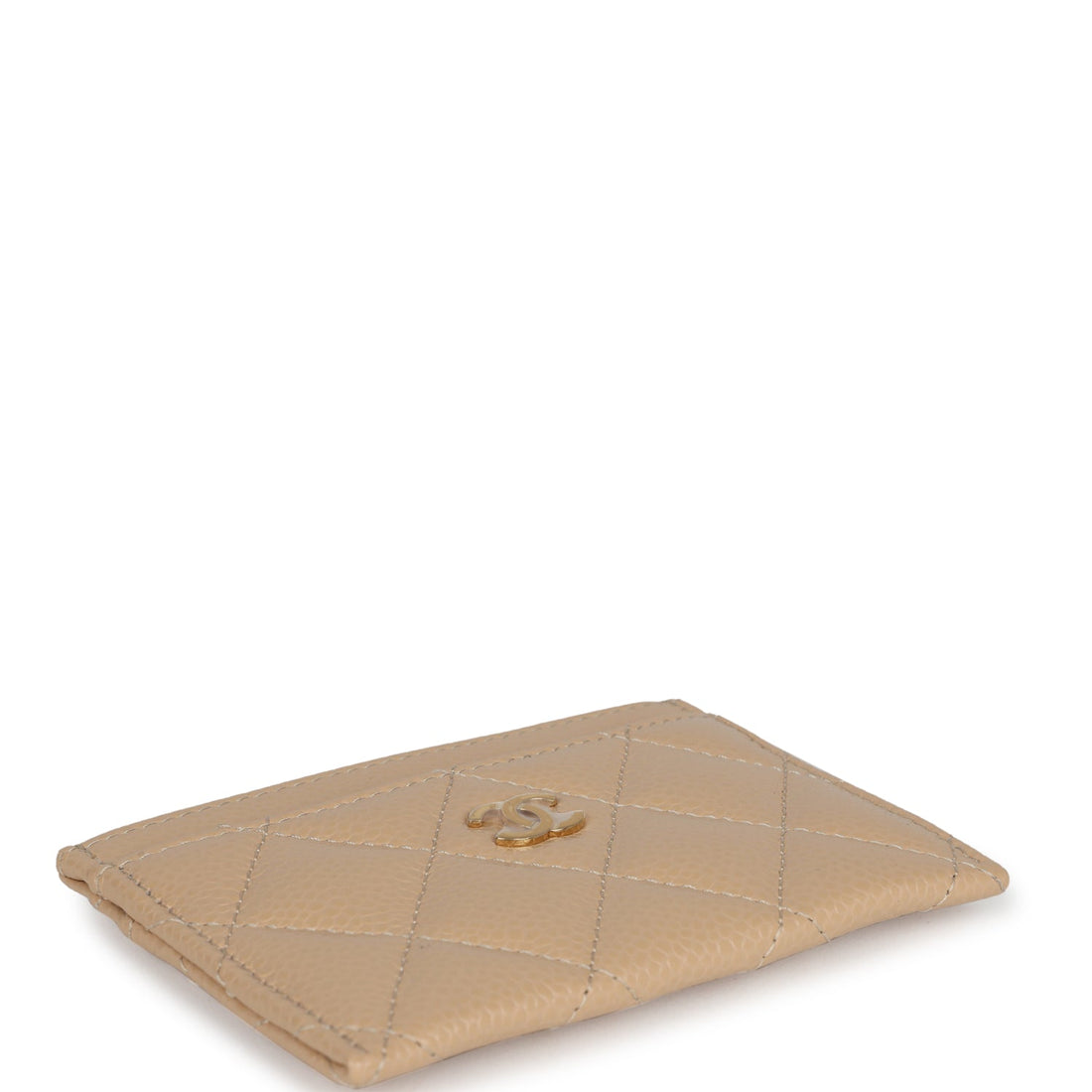 Chanel Classic Card Holder Beige Caviar Gold Hardware