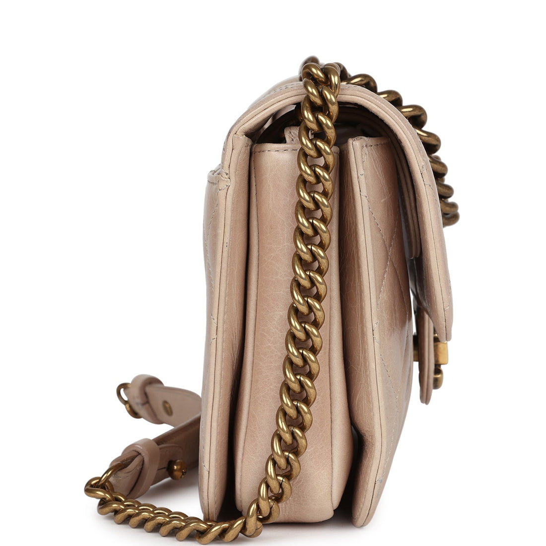 Chanel Perfect Edge Flap Bag Beige Aged Calfskin Antique Gold Hardware