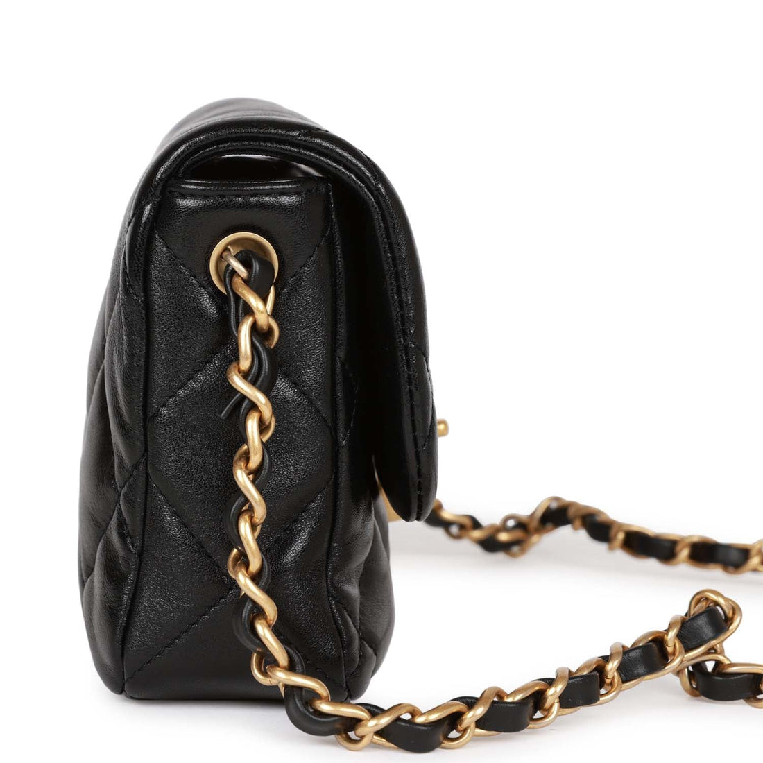 Chanel Heart Mini Flap Bag Black Lambskin Antique Gold Hardware