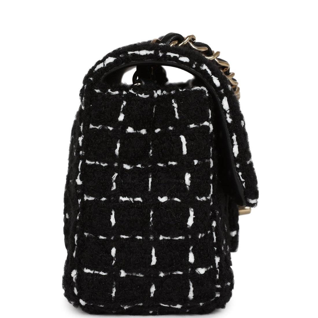 Chanel Mini Classic Rectangular Flap Black and White Tweed Gold Hardware