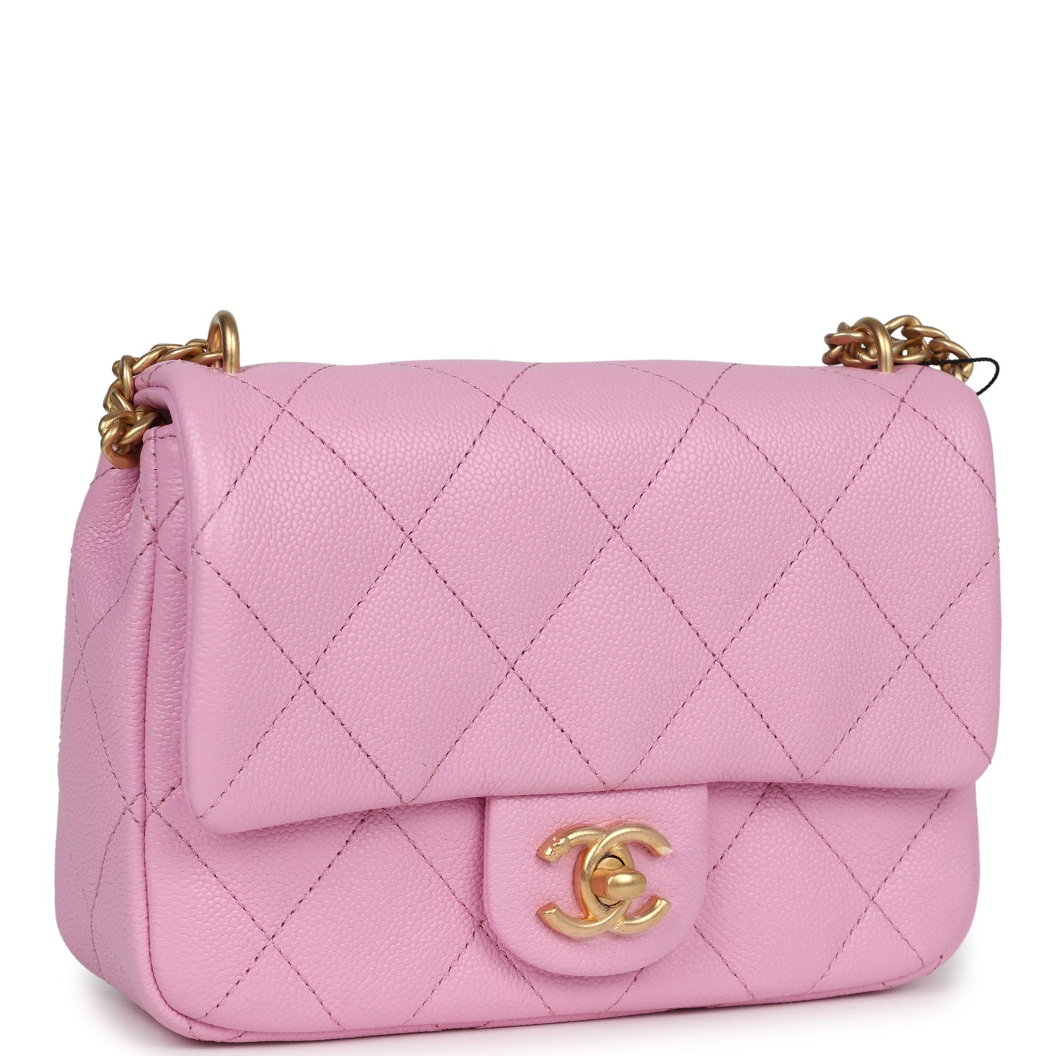 Chanel Mini Sweetheart Crush Square Flap Bag Pink Caviar Aged Gold Hardware
