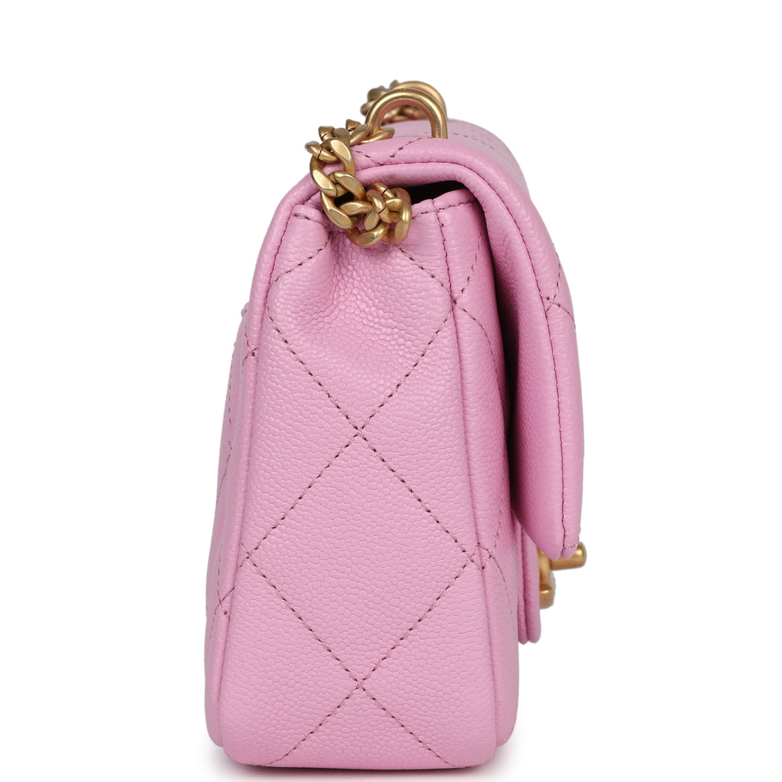 Chanel Mini Sweetheart Crush Square Flap Bag Pink Caviar Aged Gold Hardware