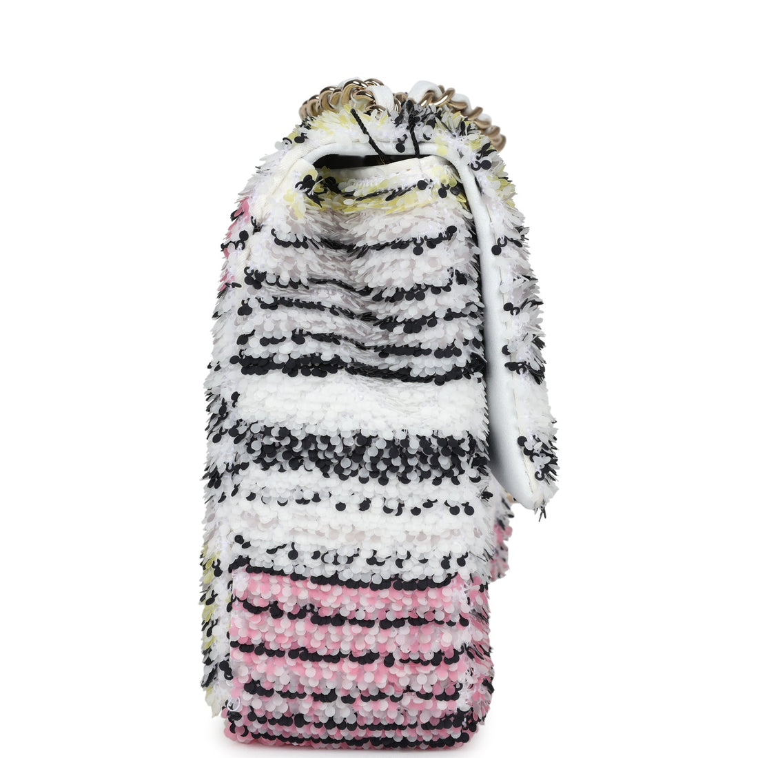 Chanel Mini Rectangular Flap White Multicolor Sequin Light Gold Hardware