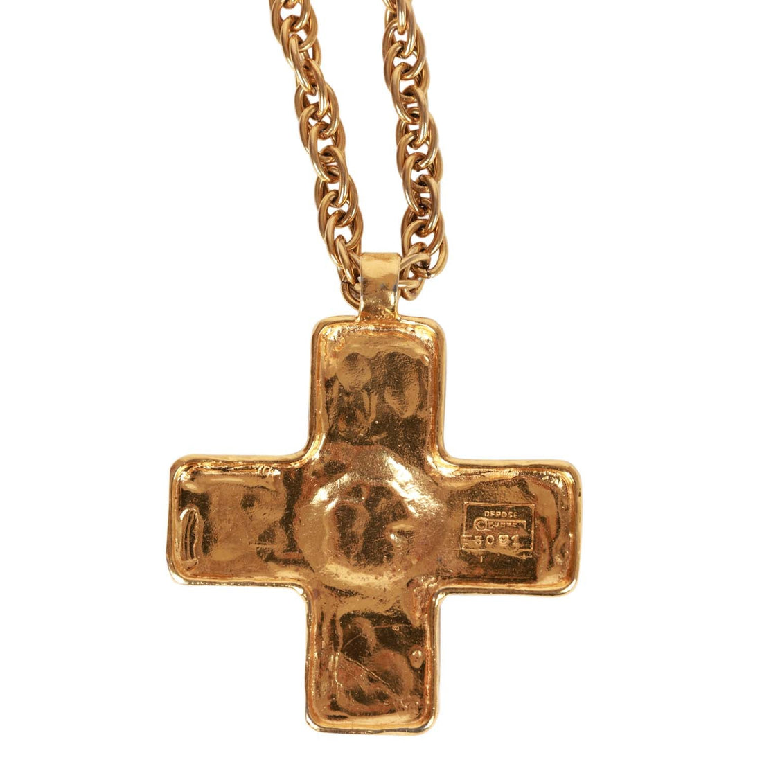 Vintage Chanel Gold Gripoix Byzantine Cross Pendant Necklace