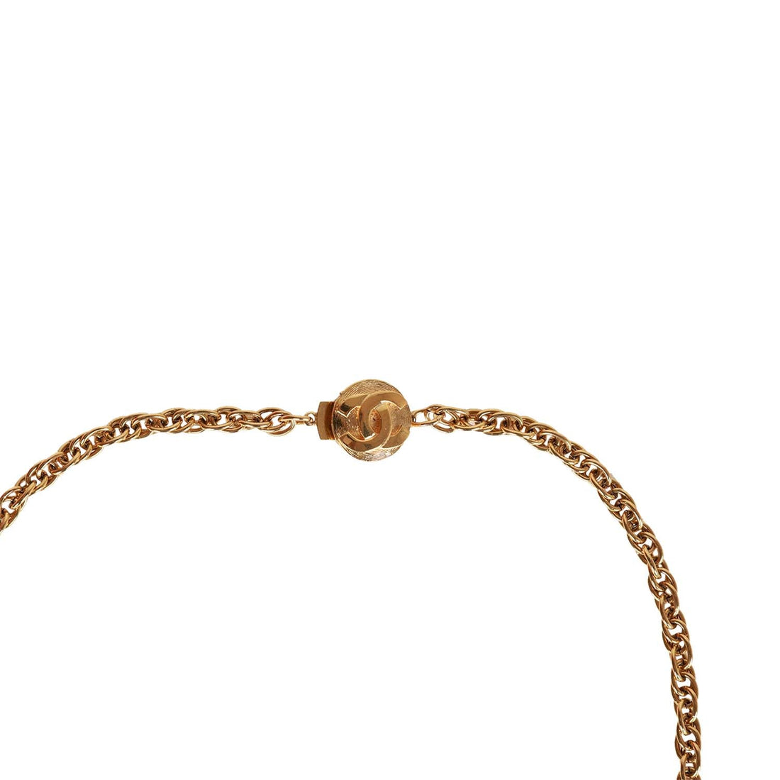 Vintage Chanel Gold Plated Hanging Green Gripoix and CC Pendant Necklace