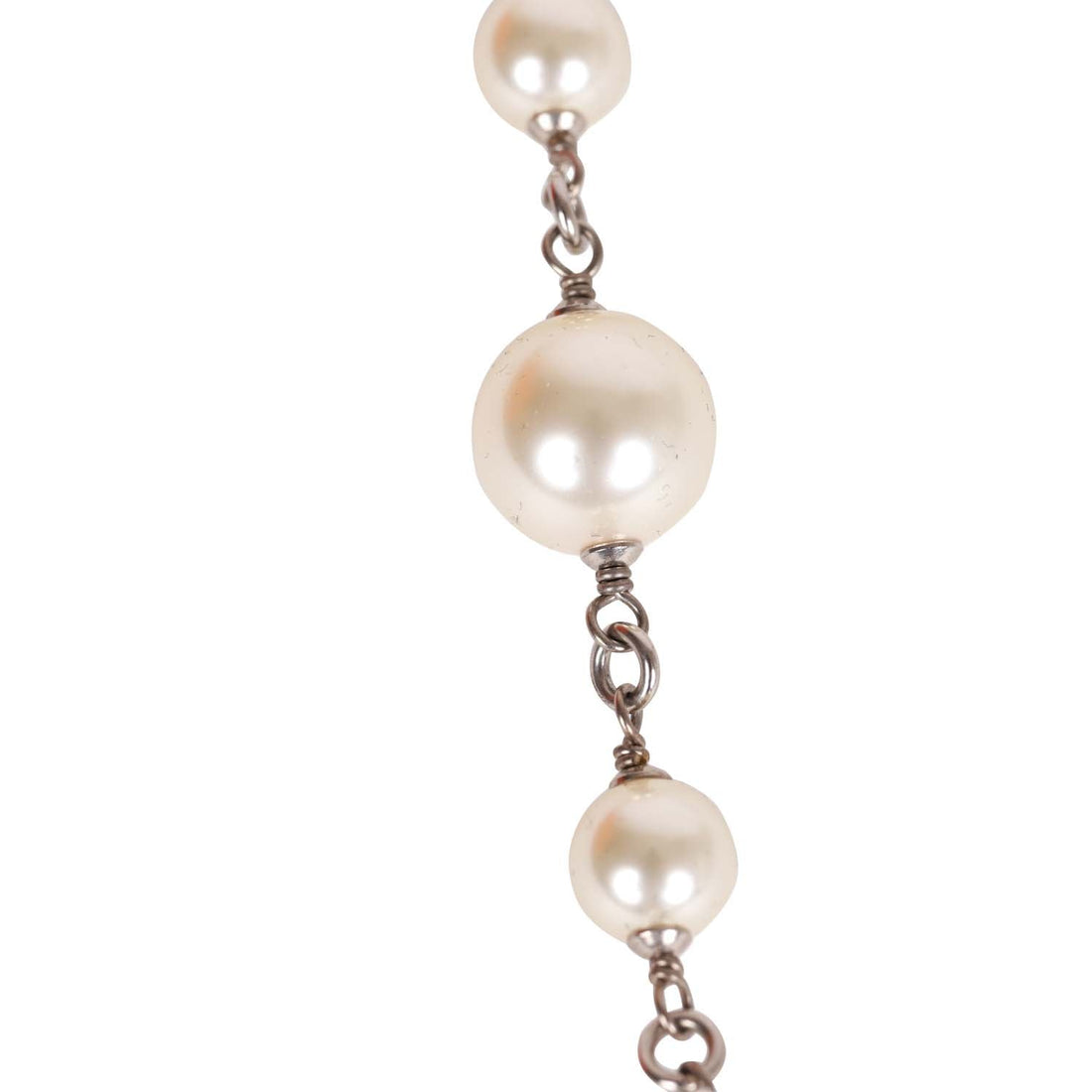 Chanel Crystal Imitation Pearl CC Sautoir Long Necklace