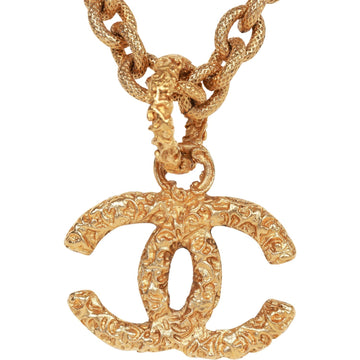 Vintage Chanel Gold Plated Lava CC Pendant Necklace