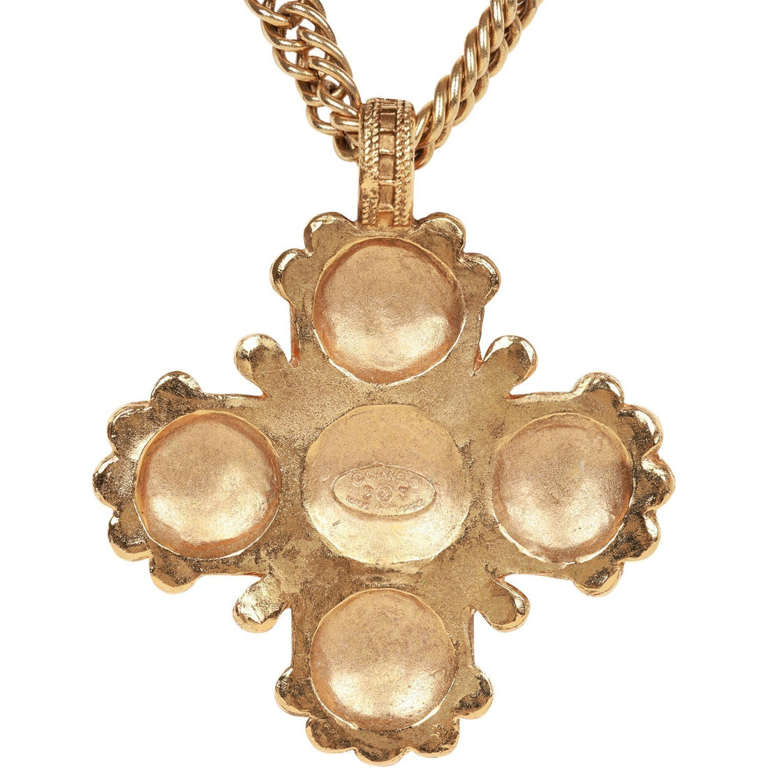 Vintage Chanel Gold Plated Lion Cross Pendant Necklace