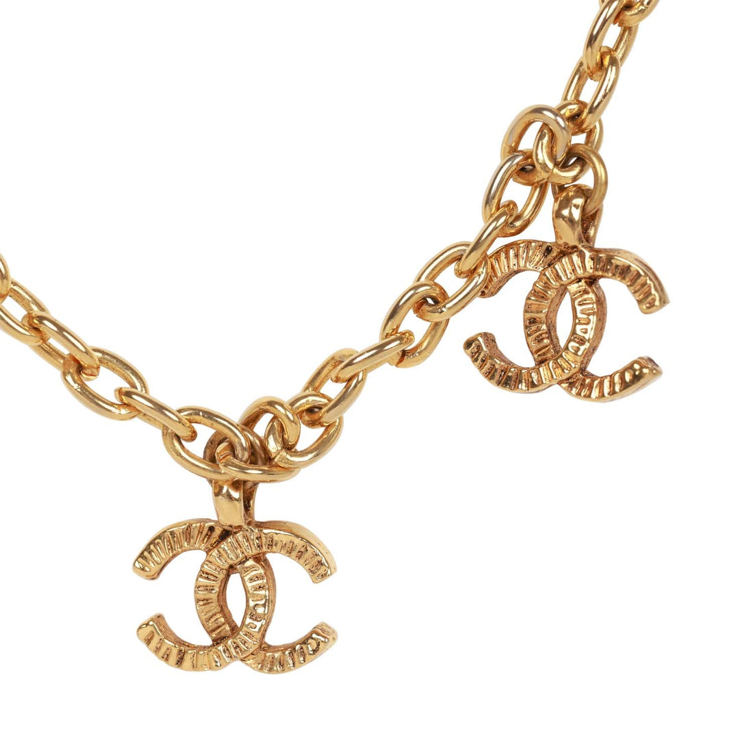 Vintage Chanel 24K Gold Plated Multi Charm CC Logo Necklace