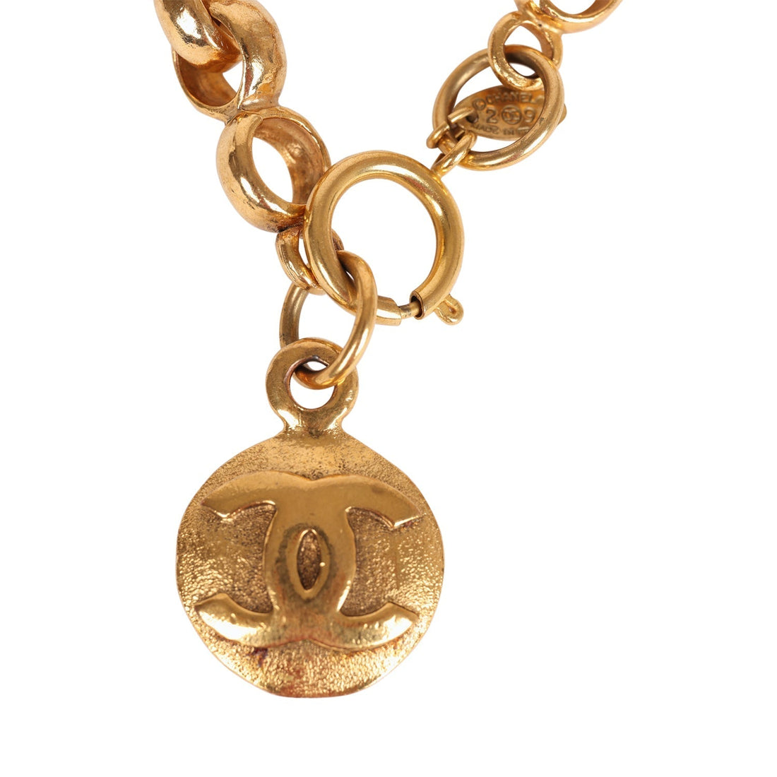 Vintage Chanel Rolo Chain Logo Bracelet Gold Metal