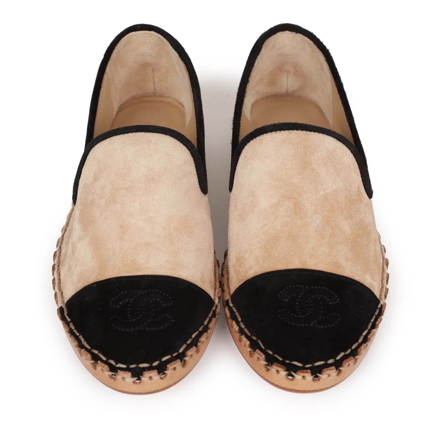Chanel CC Espadrilles Beige and Black Suede 35