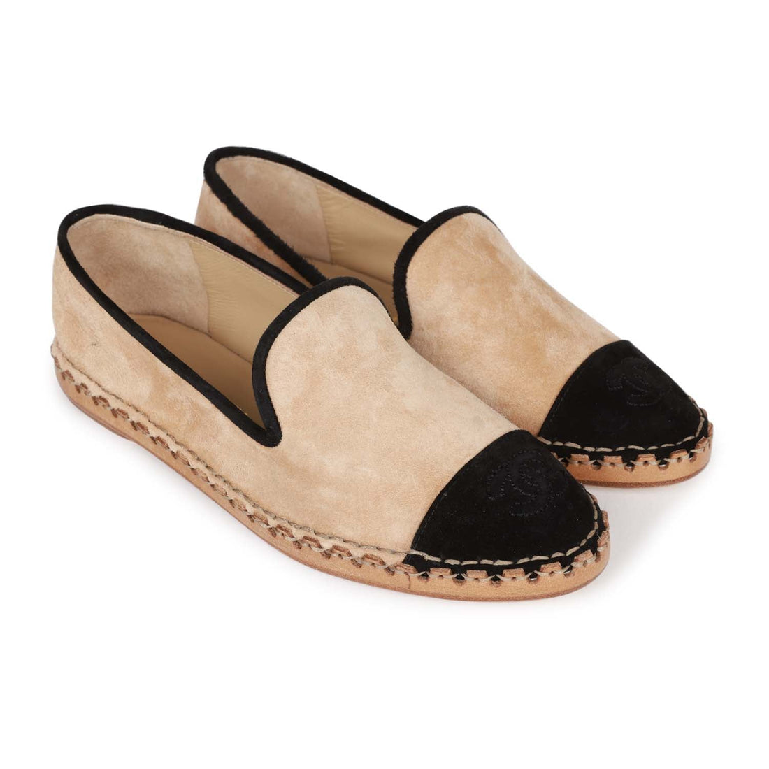 Chanel CC Espadrilles Beige and Black Suede 35