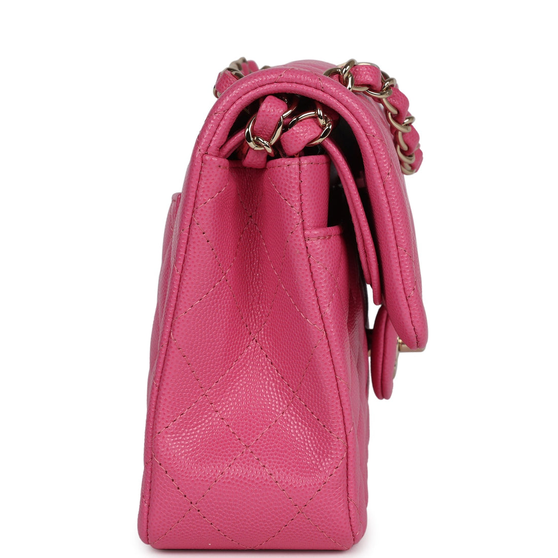 Chanel Small Classic Double Flap Dark Pink Caviar Light Gold Hardware