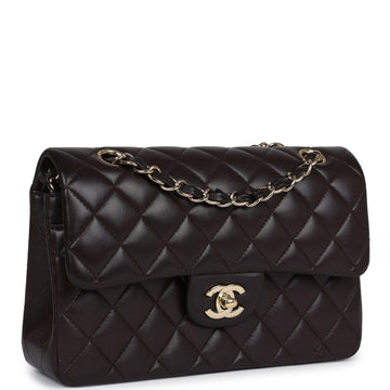 Chanel Small Classic Double Flap Bag Brown Lambskin Light Gold Hardware