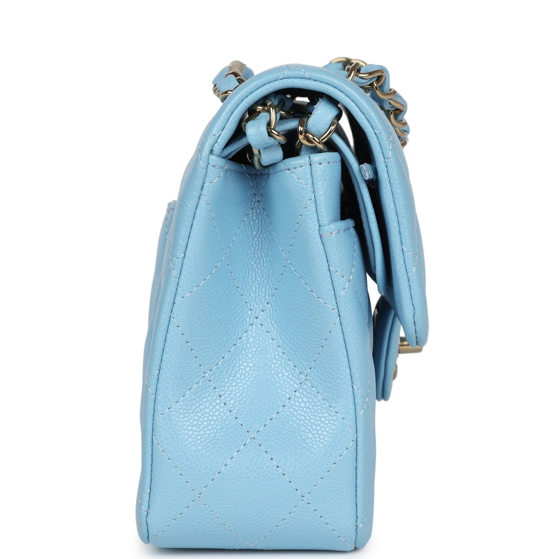 Chanel Small Classic Double Flap Bag Light Blue Caviar Light Gold Hardware