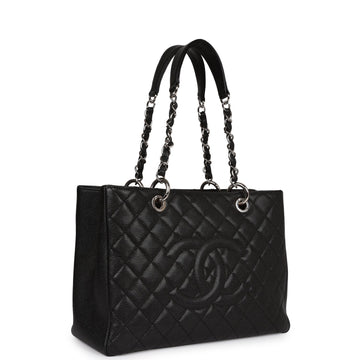 Chanel Grand Shopping Tote GST Black Caviar Silver Hardware