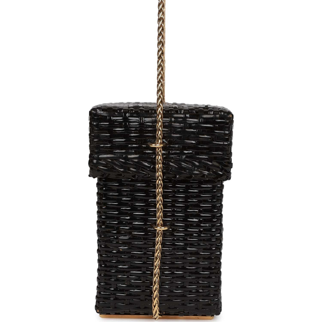 Vintage Chanel Wicker Picnic Basket Bag Black Gold Hardware