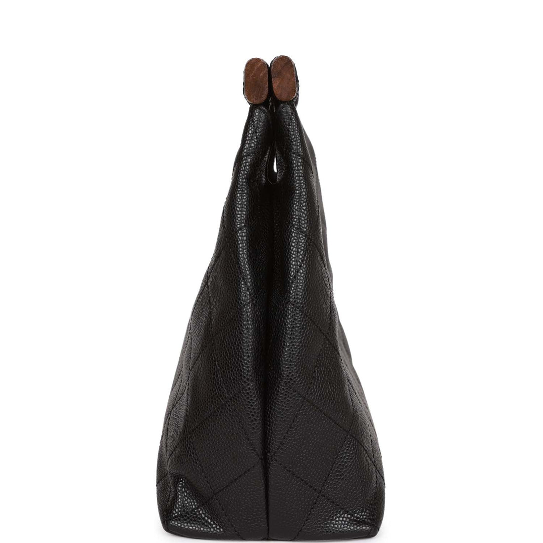 Vintage Chanel Wood Top Handle Bag Black Caviar Gold Hardware