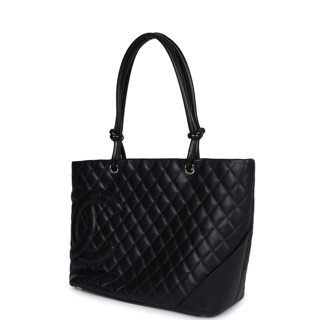 Vintage Chanel Large Cambon Ligne Tote Black Calfskin Silver Hardware
