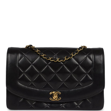 Vintage Chanel Small Diana Flap Bag Black Lambskin Gold Hardware