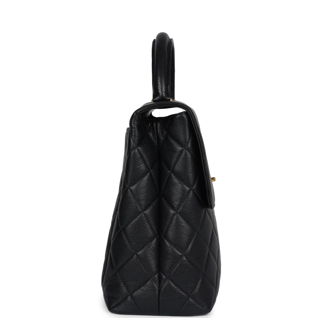 Vintage Chanel Kelly Flap Bag Black Caviar Gold Hardware