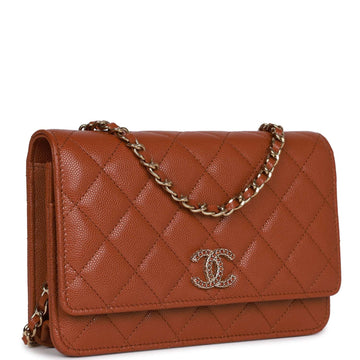 Chanel Wallet on Chain WOC Brown Caviar Gold Hardware