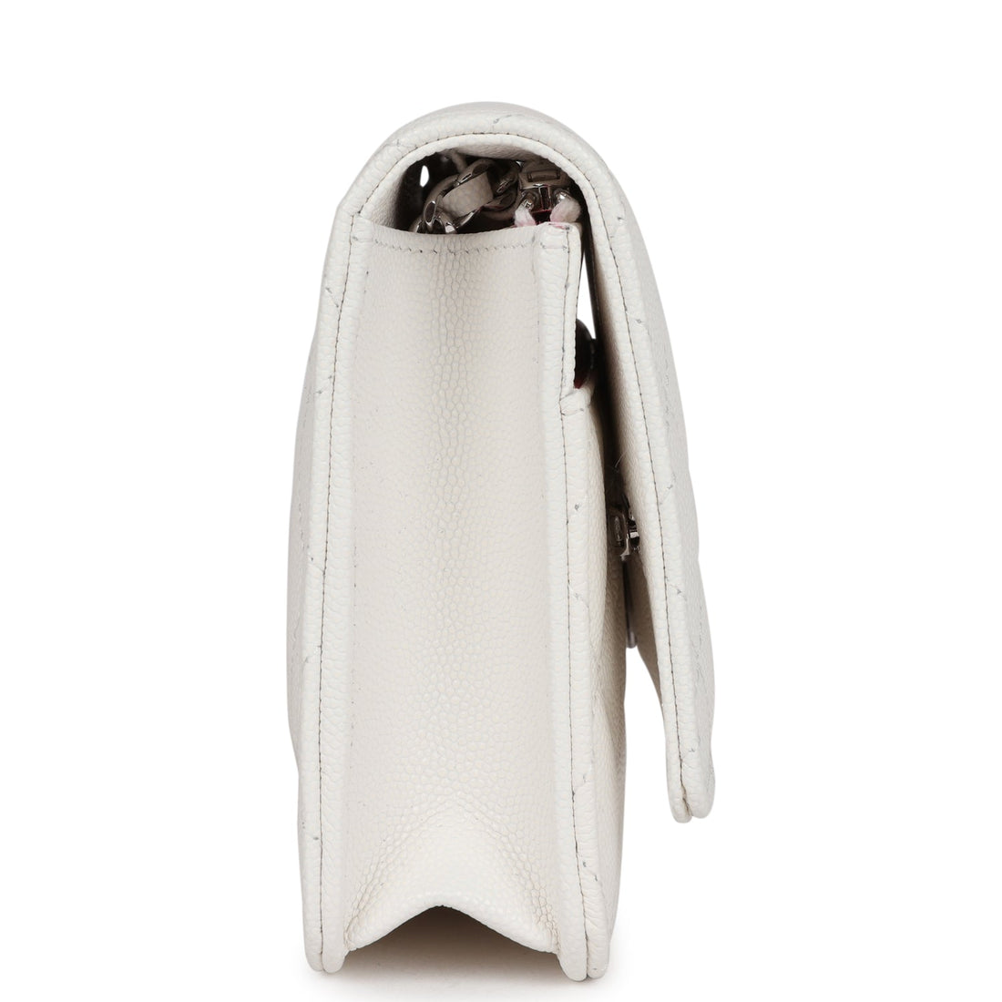 Chanel Wallet On Chain WOC White Caviar Pink and Silver Hardware