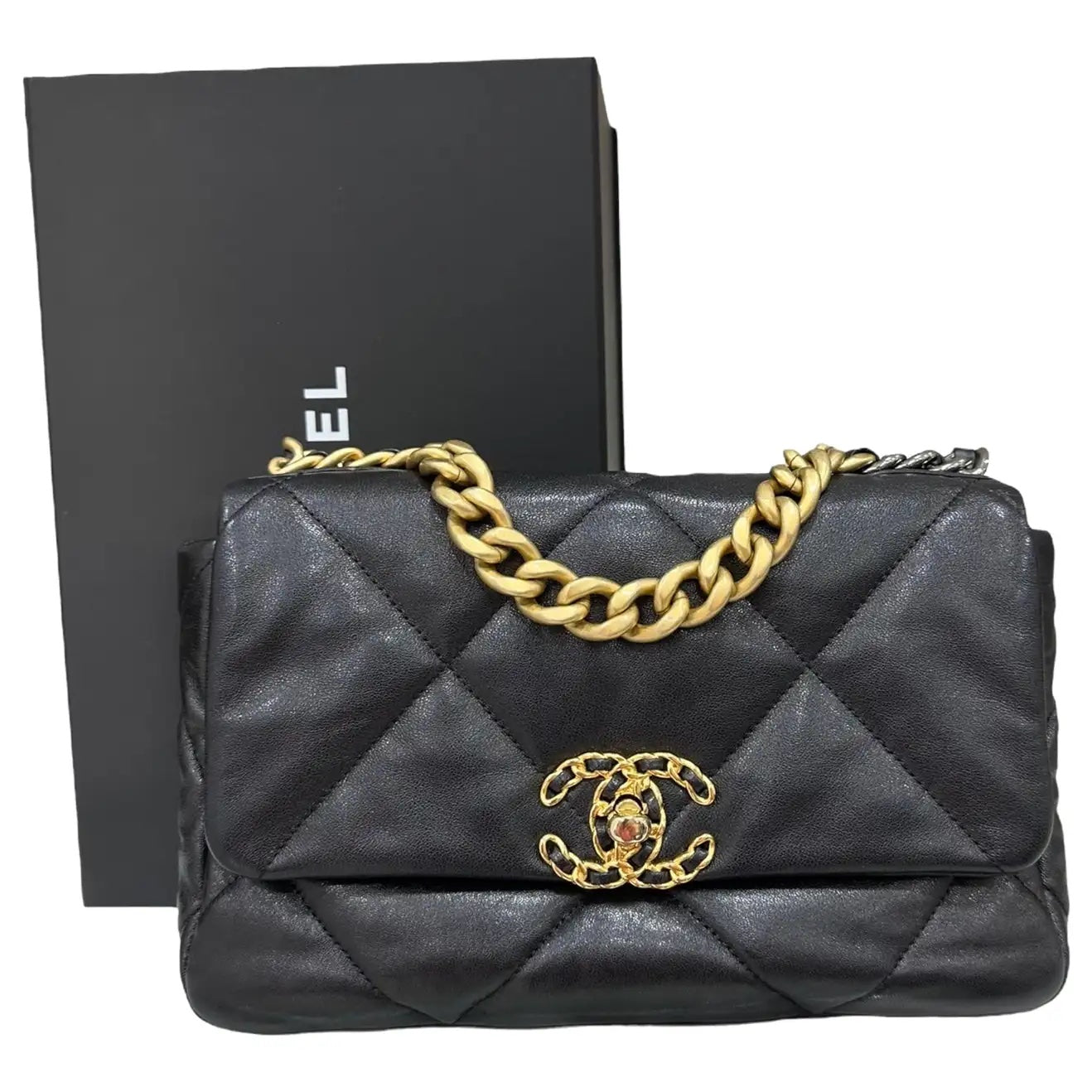 CHANEL QUILTED LAMBSKIN MEDIUM CHANEL 19 FLAP BAG