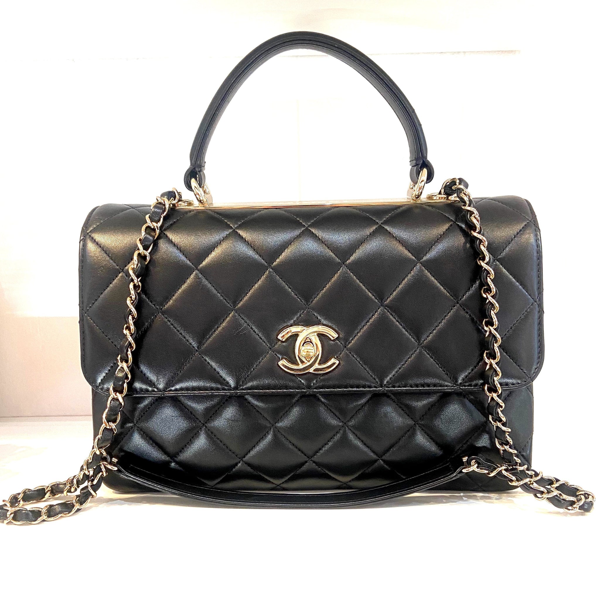 CHANEL QUILTED LAMBSKIN MEDIUM TRENDY CC HANDLE FLAP BAG