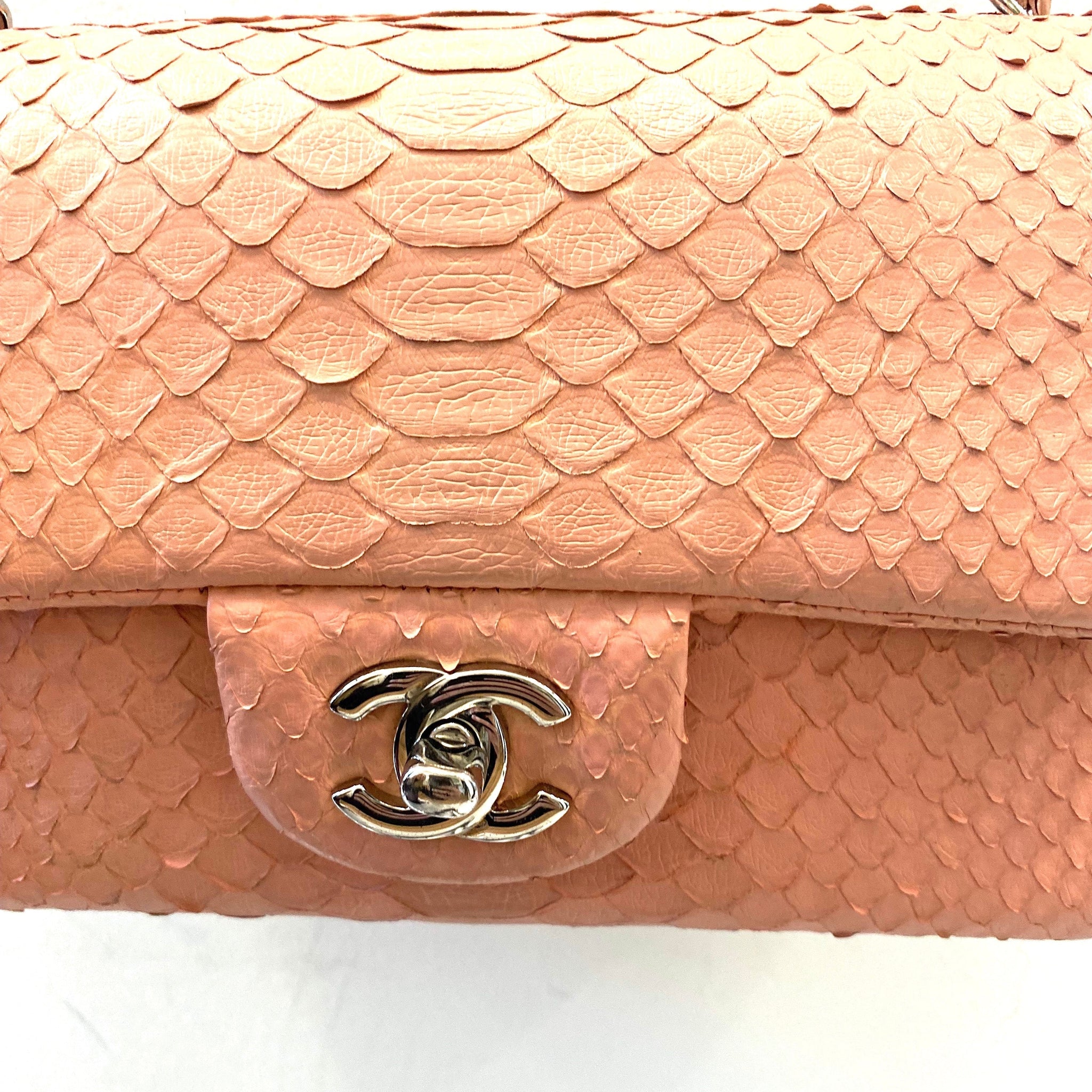 CHANEL PYTHON MINI FLAP BAG IN BUBBLEGUM PINK