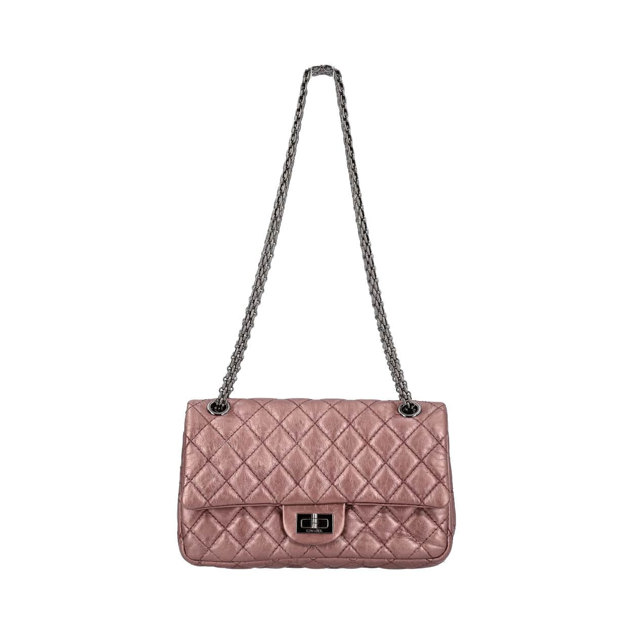 CHANEL Quilted Aged Reissue Double Compartments Shoulder Bag Rose Ash