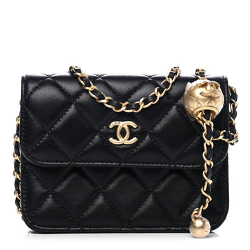 CHANEL QUILTED LAMBSKIN PEARL CRUSH CLUTCH WITH CHAIN