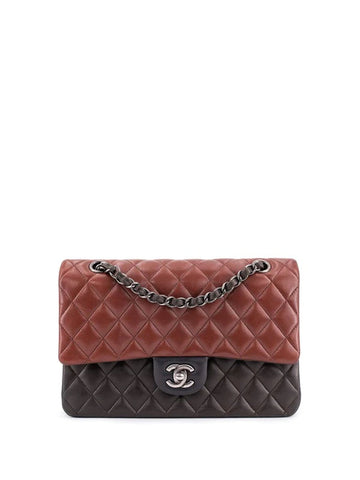 CHANEL QUILTED LAMBSKIN TRICOLOR CLASSIC DOUBLE FLAP BAG MEDIUM