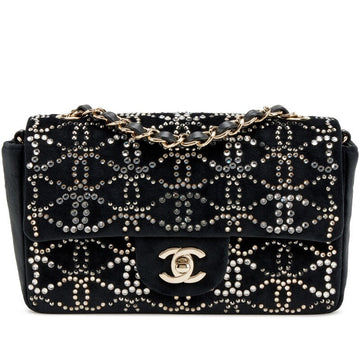 CHANEL RUTHENIUM STRASS CRYSTAL EMBELLISHED MINI CLASSIC FLAP BAG