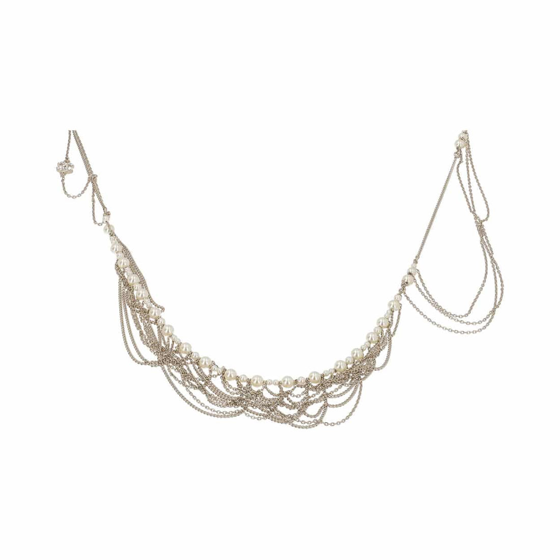 CHANEL Strass/Glass Pearl CC Long Necklace Gold Tone