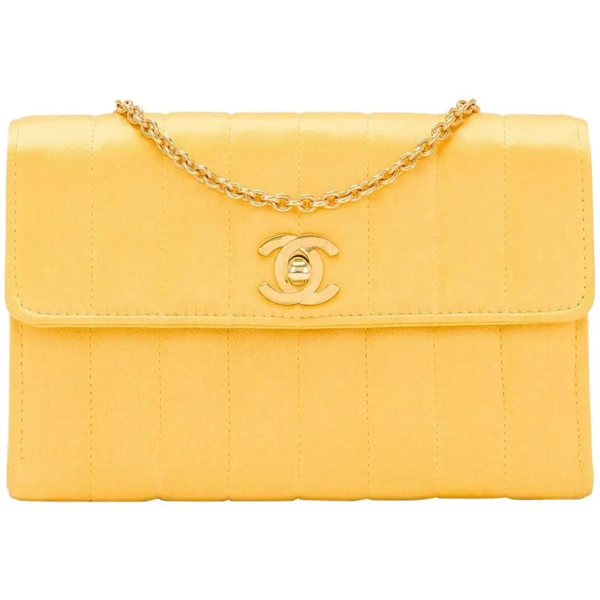 CHANEL VINTAGE VERTICAL QUILTED SATIN MINI FLAP BAG