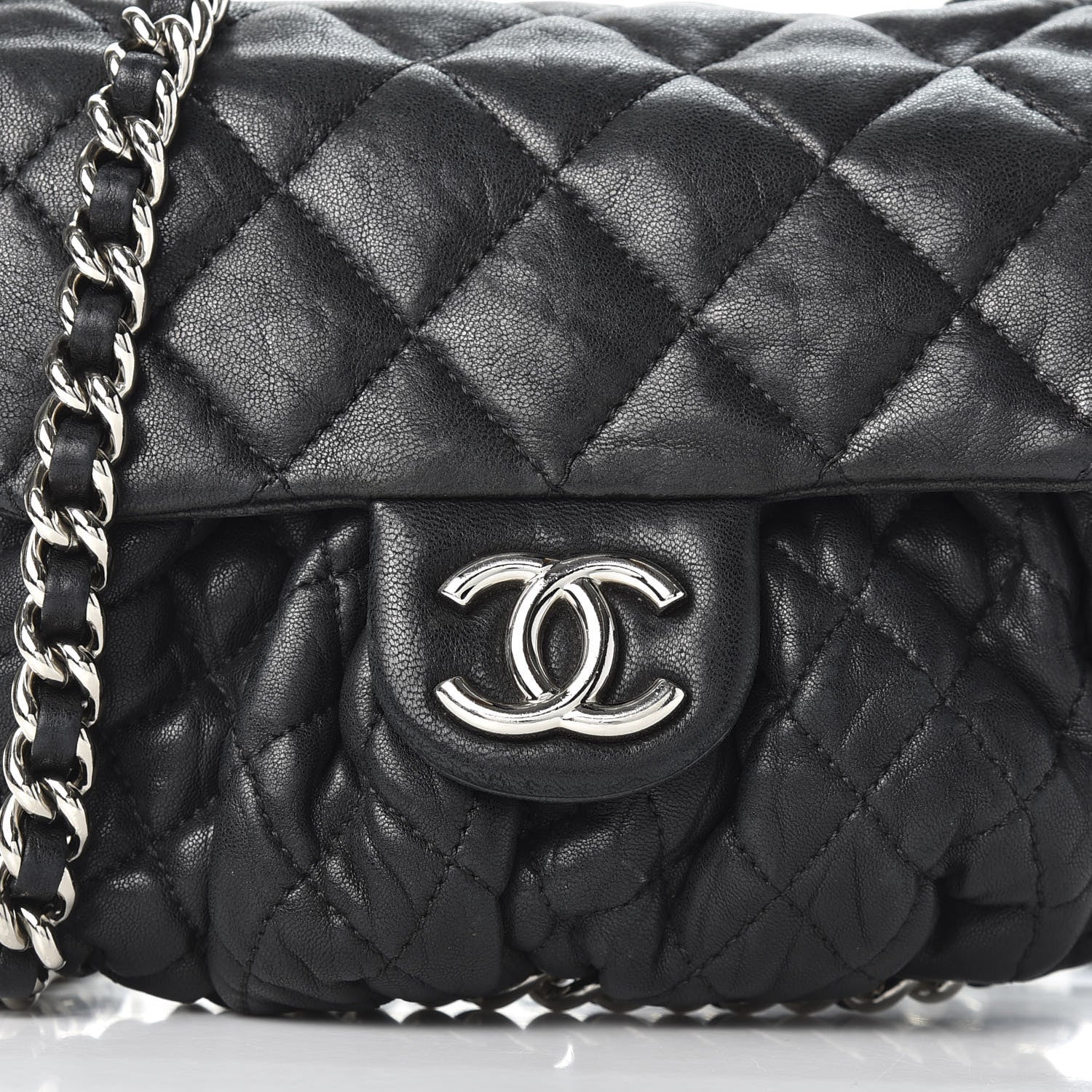 CHANEL WASHED LAMBSKIN QUILTED MINI CHAIN AROUND FLAP BAG