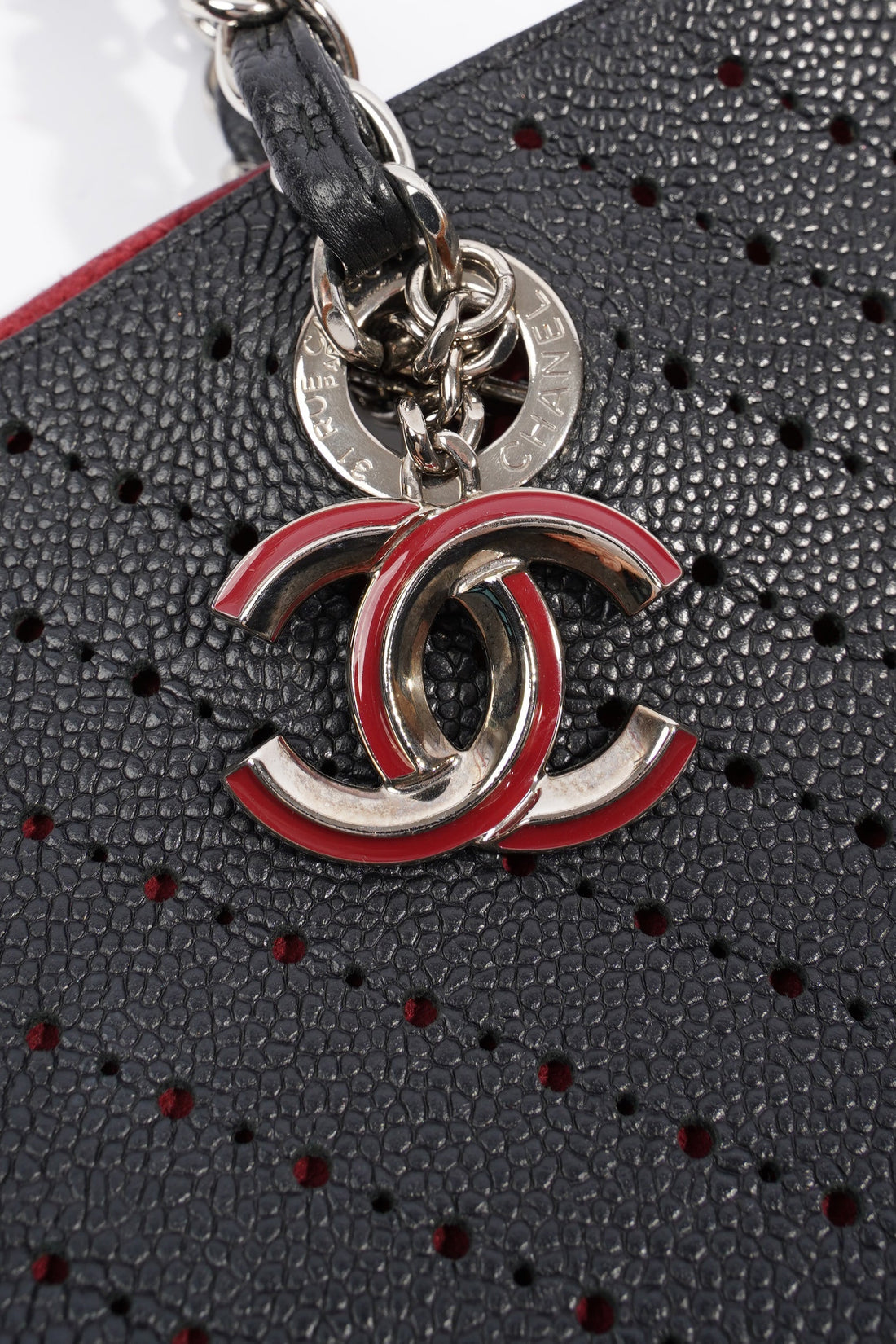 Chanel Shopping Tote Perforated Black Caviar Leather